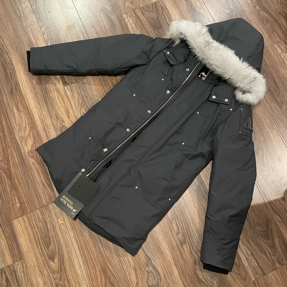 Moose Knuckles Parka with White Fur Trim